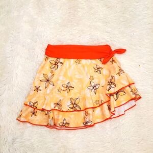 Disney's Moana Swim Skirt Floral Orange and Cream Skirt Size 4 Little Girls